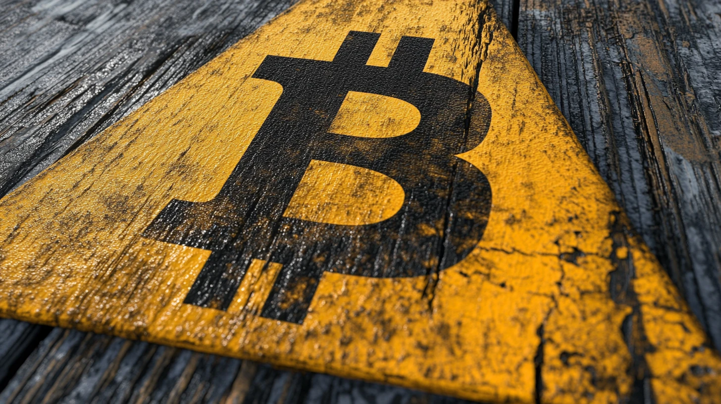 bitcoin btc logo varovani signal midjourney
