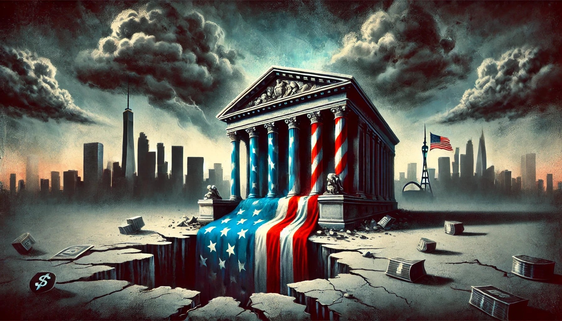 banka usa krize vlajka dalle