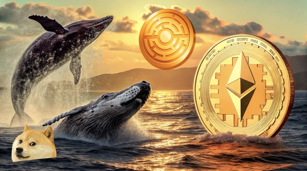 Nákupy Etherea velrybami rostou; Dogecoin čelí prodejnímu tlaku