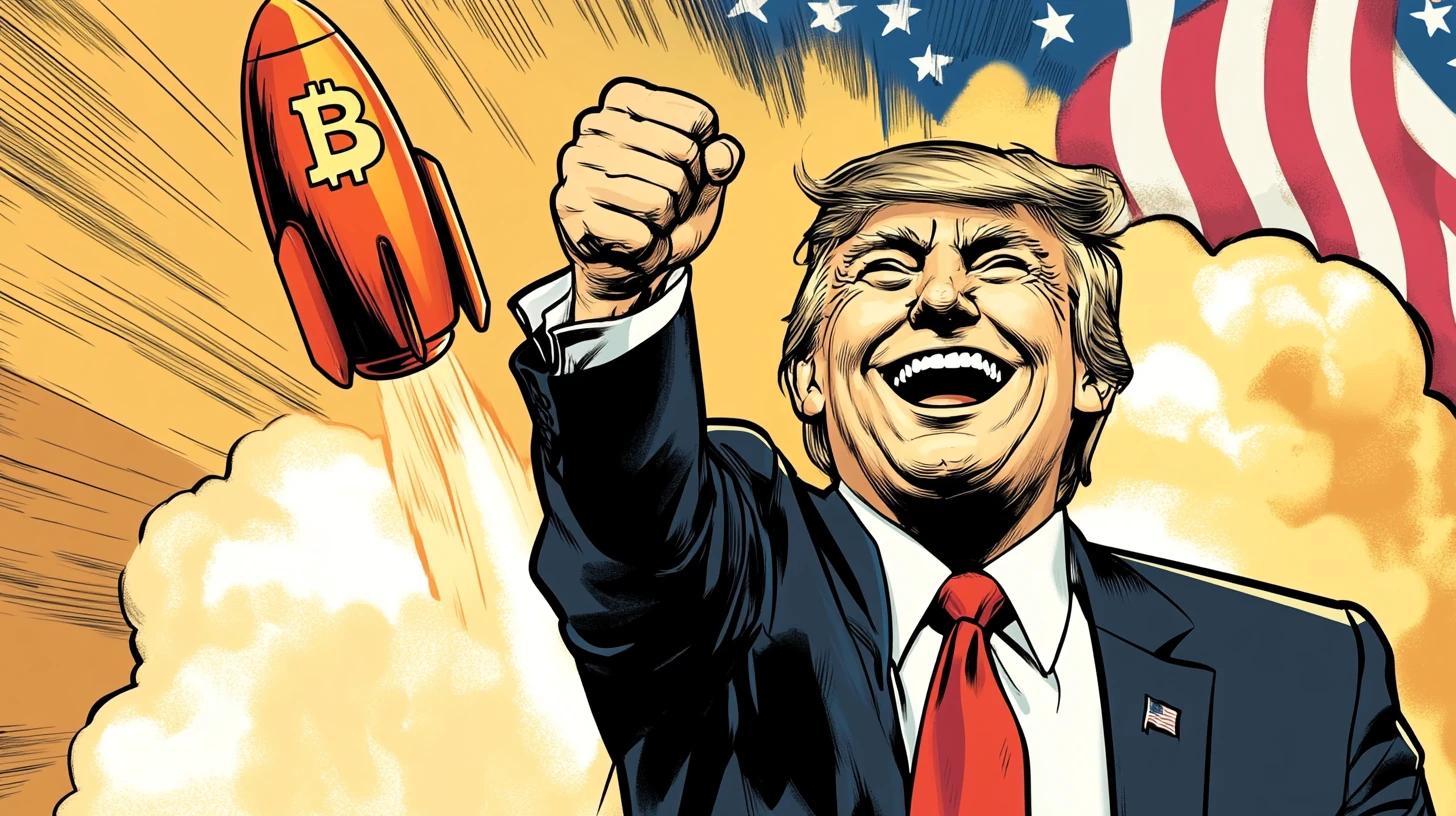 bitcoin btc USA Donald Trump cla růst vlajka midjourney