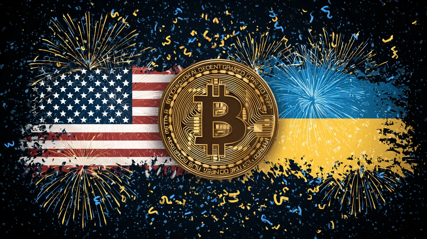 bitcoin btc USA Ukrajina vlajky výhra dohoda růst midjourney