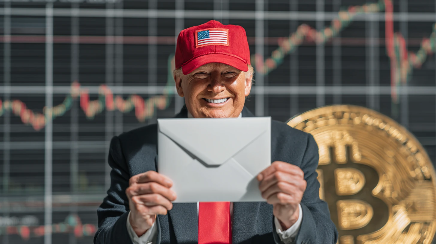 bitcoin btc Donald Trump USA obalka graf Midjourney