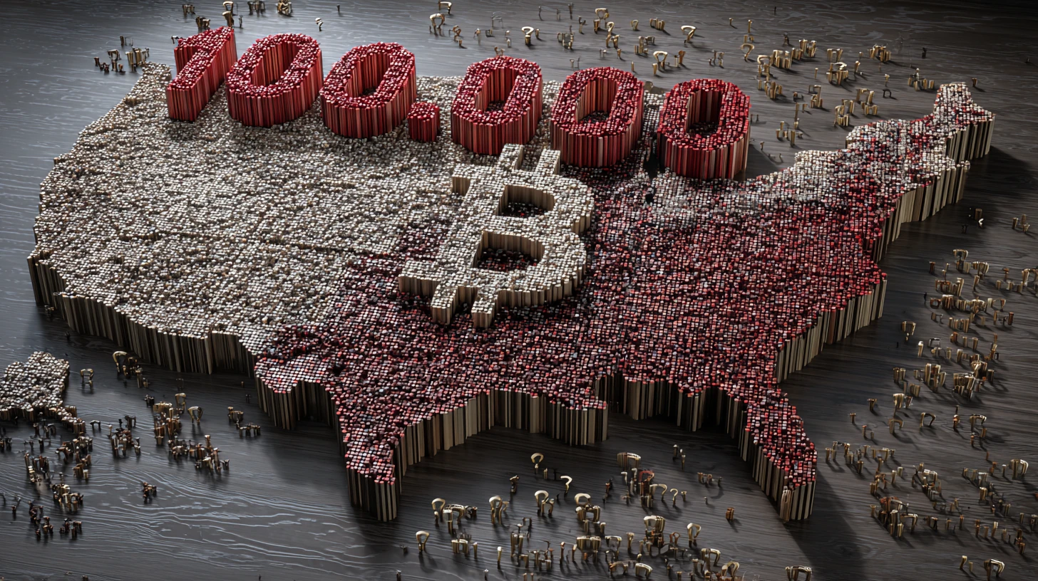 bitcoin btc mapa USA 100000 růst propad cena Midjourney