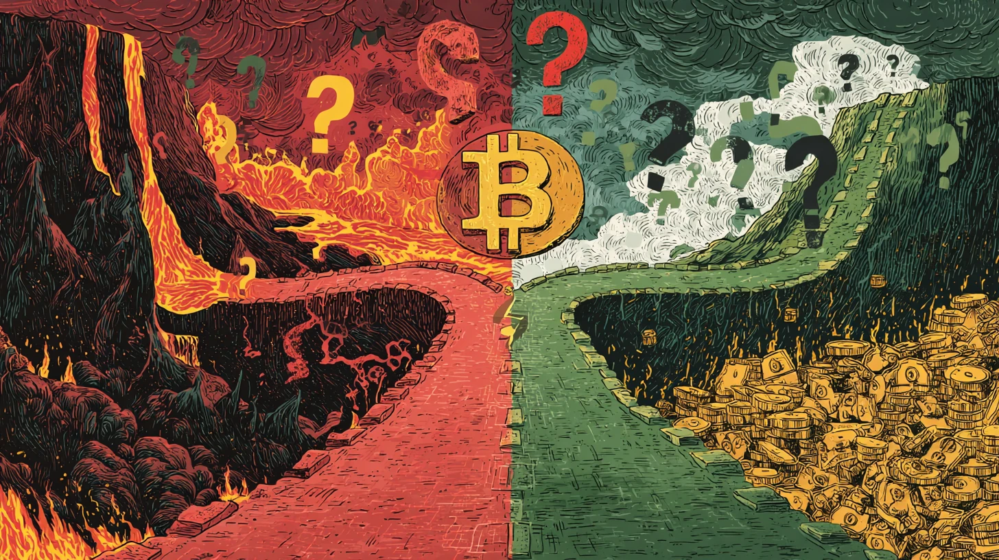 bitcoin btc dolar růst pokles rozcestí dno USD Midjourney