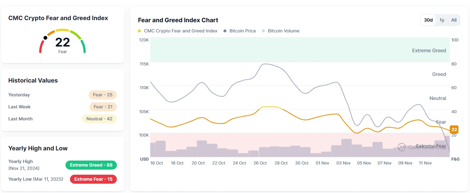 Fear and Greed Index se propadl až na hodnotu 15.