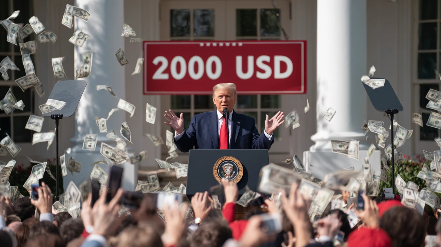 Donald Trump dividenda 2000 USA USD Midjourney