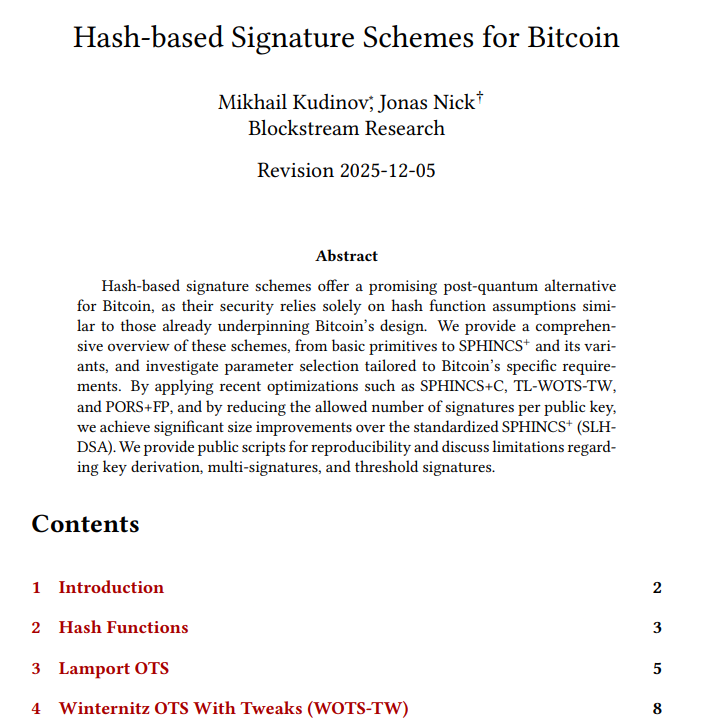 Hash-based podpisové schémata pro bitcoin