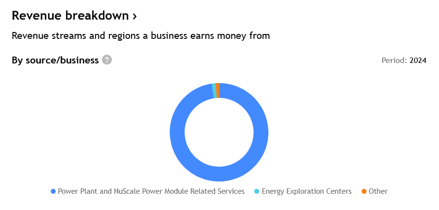 Zdroje příjmů NuScale Power v roce 2024