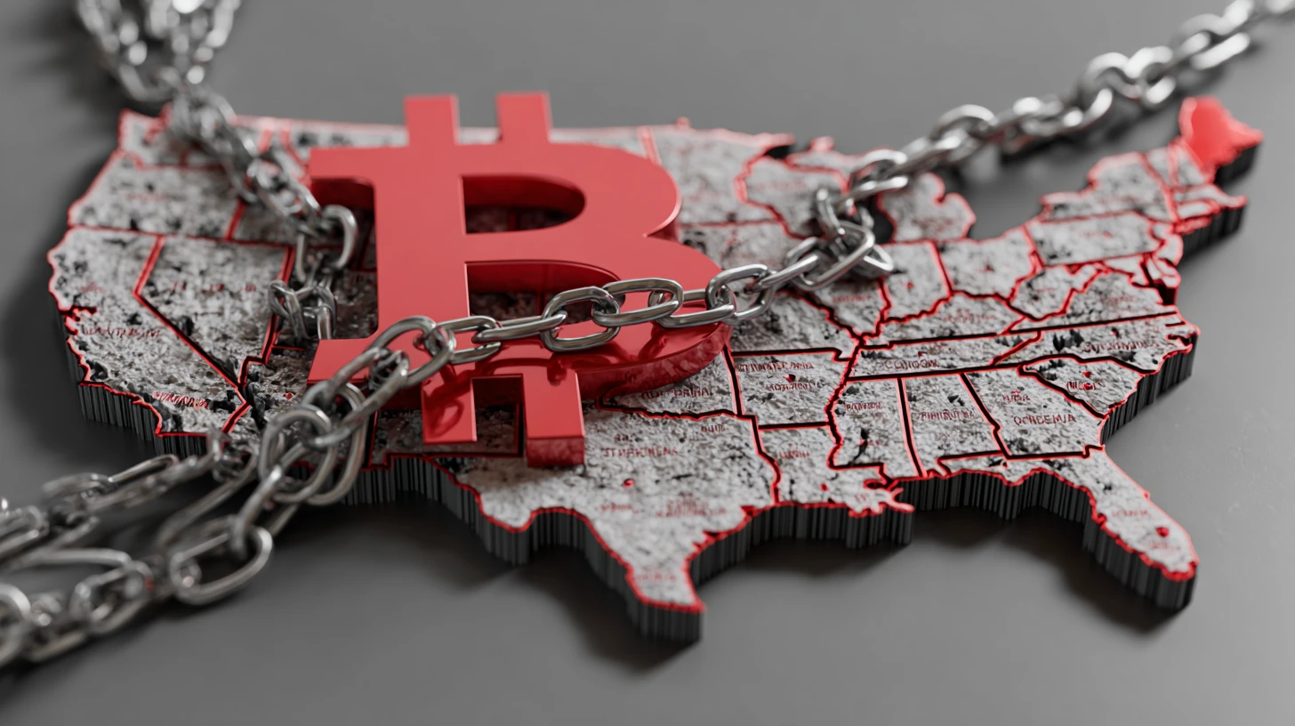 bitcoin btc mapa USA retez cervena Midjourney