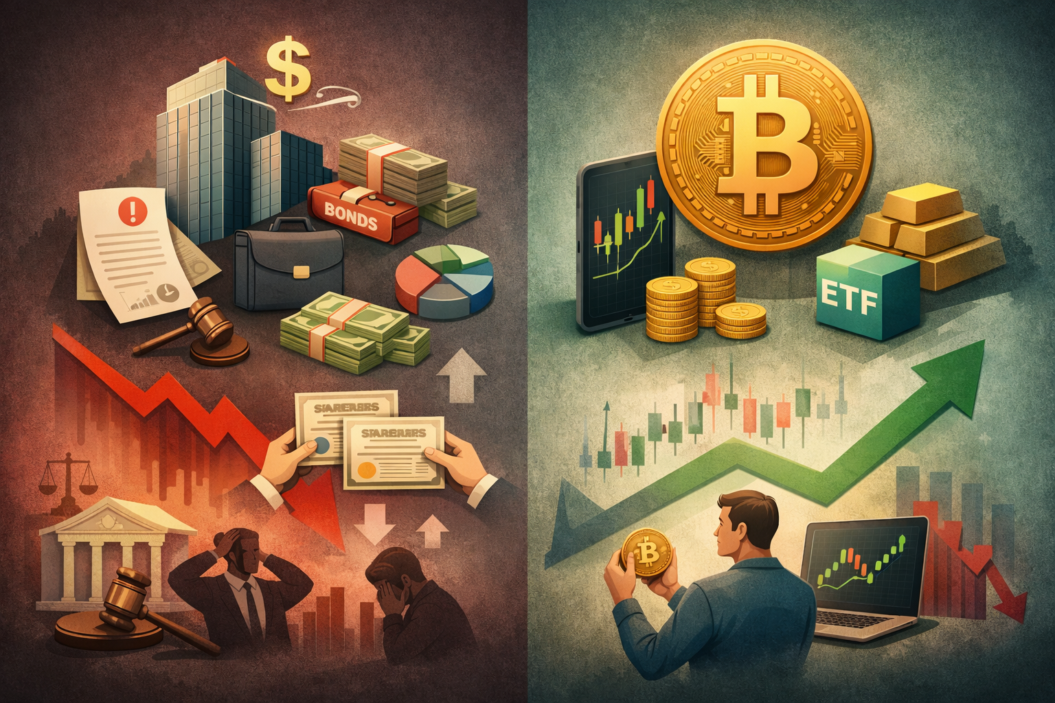 Investice: akcie vs. Bitcoin.