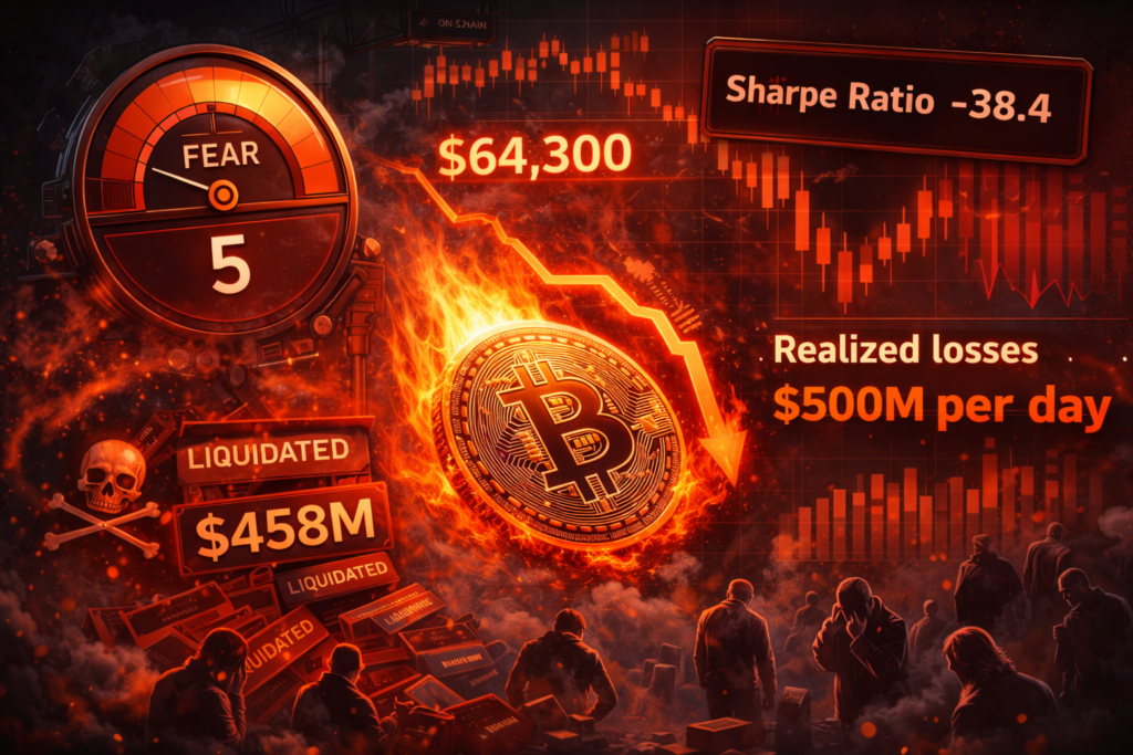 Bitcoin zpět v extrémním strachu, rychlý propad vymazal víkendové zisky