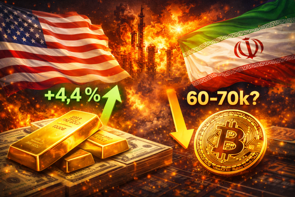 Dění v Íránu žene zlato vzhůru. Bitcoin zůstává pod tlakem