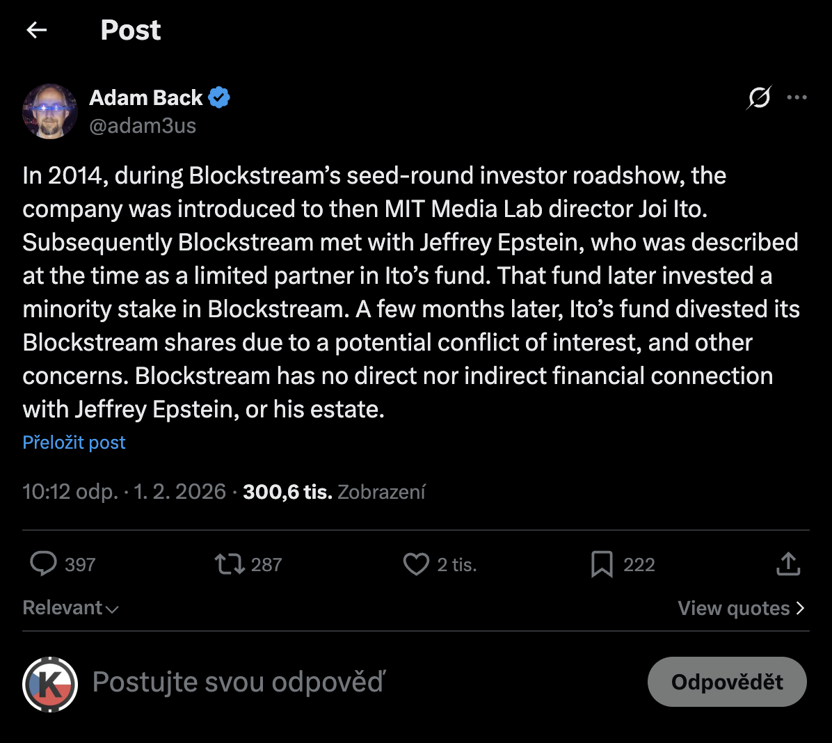 ADAM BACK - EPSTEIN . VYJADRENI