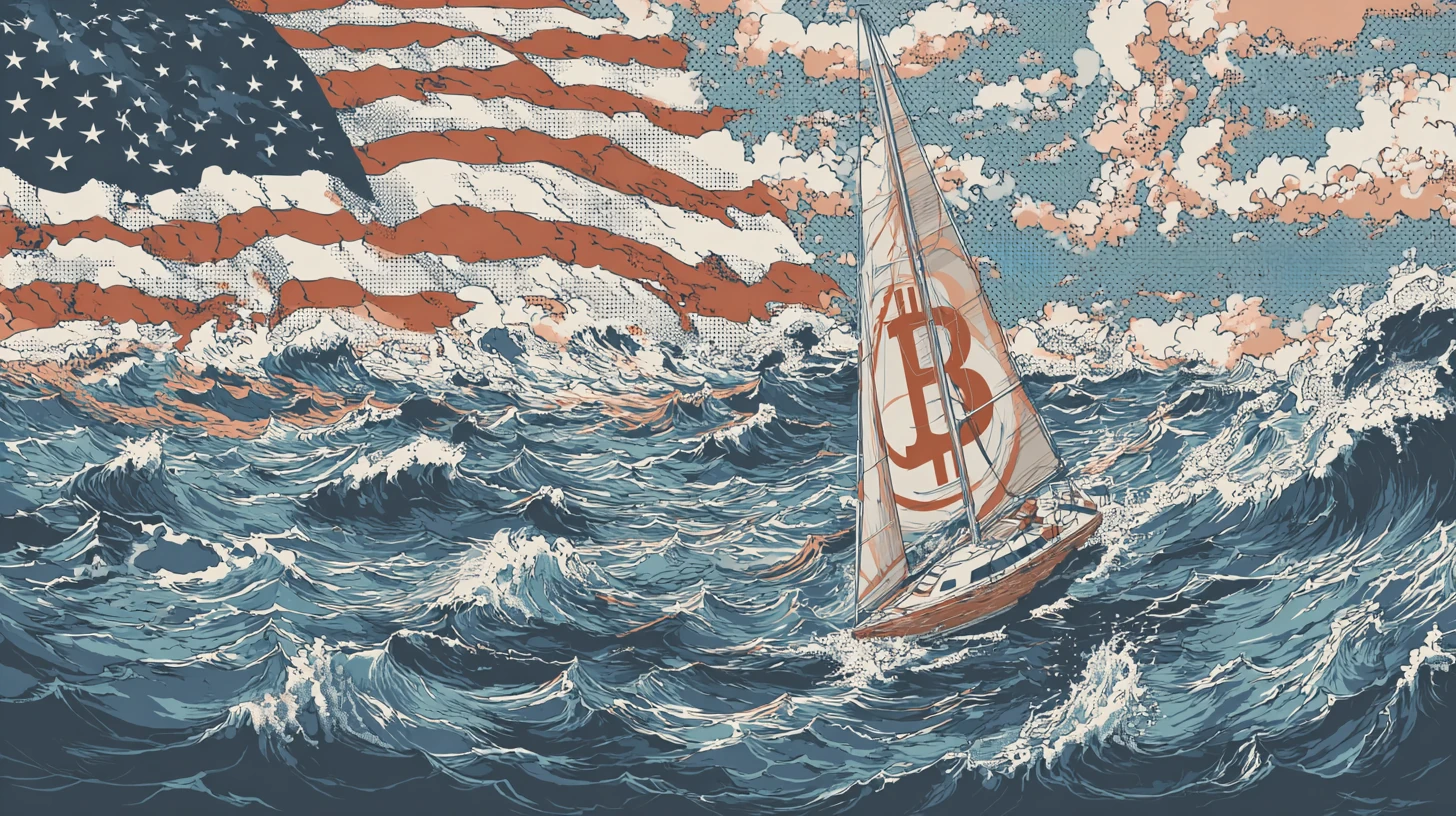 bitcoin btc usa vlajka boure cla usd Midjourney nahledovy obrazek
