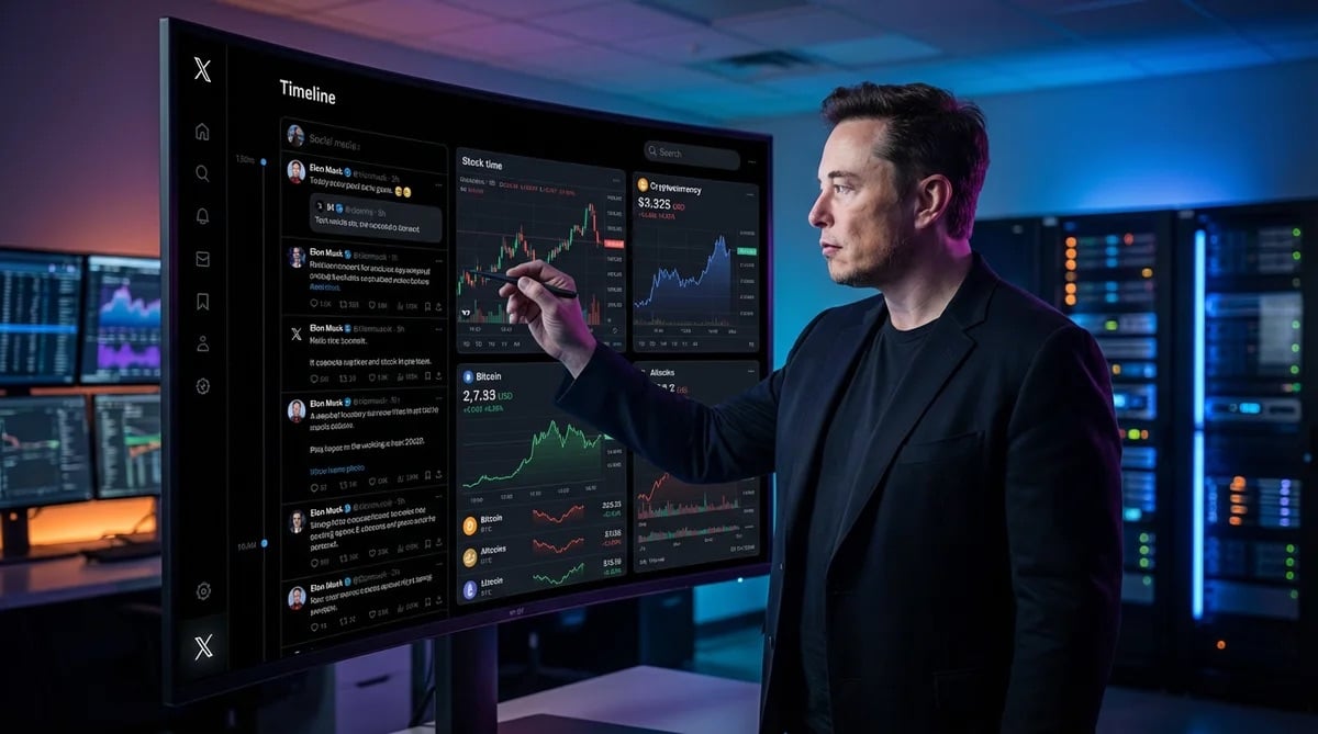 Elon Musk integruje obchodování akcií a kryptoměn do feedu sítě X