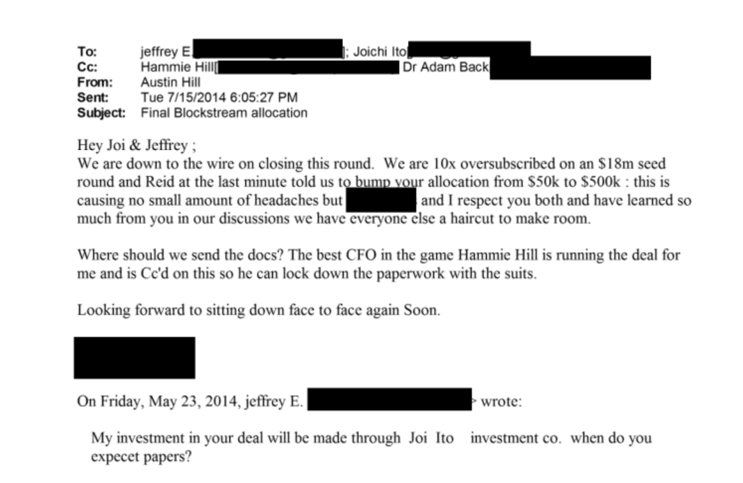 email Adam Back, Saylor, Epstein