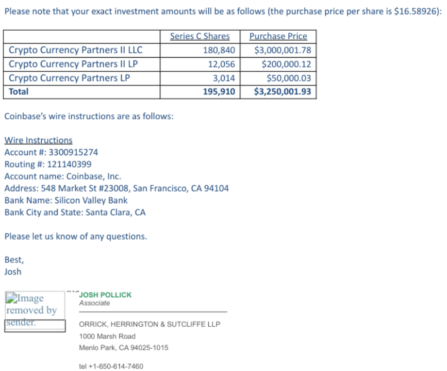 Epstein - coinbase - investice