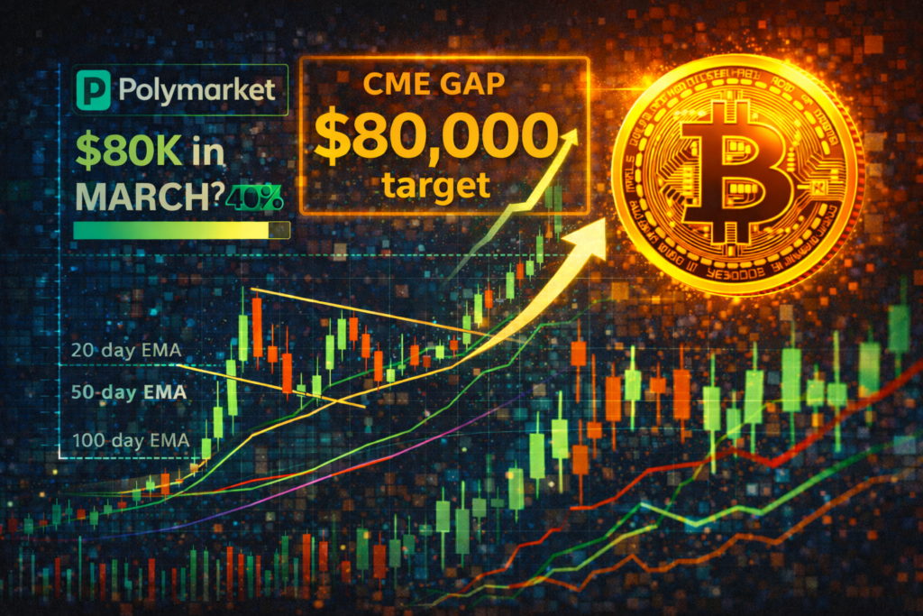 Tři signály naznačují růst bitcoinu. Býci míří k hranici 80 000 dolarů