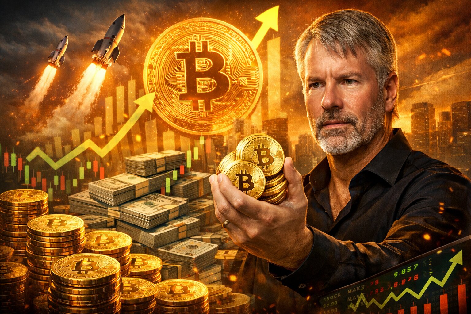 Bitcoinová horečka pokračuje: Strategy drží 800 000 mincí BTC