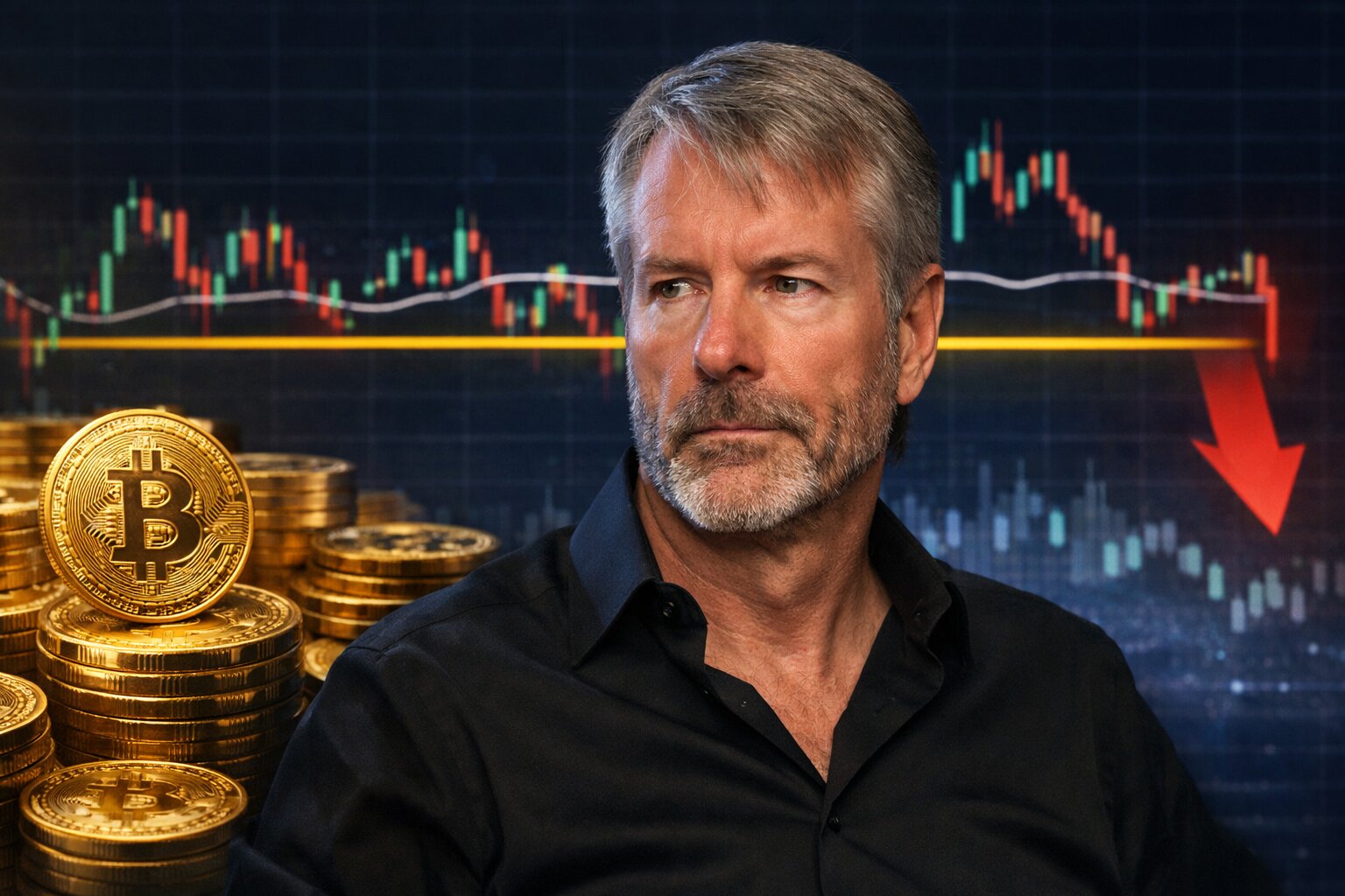 Michael Saylor bitcoin pokles dalle
