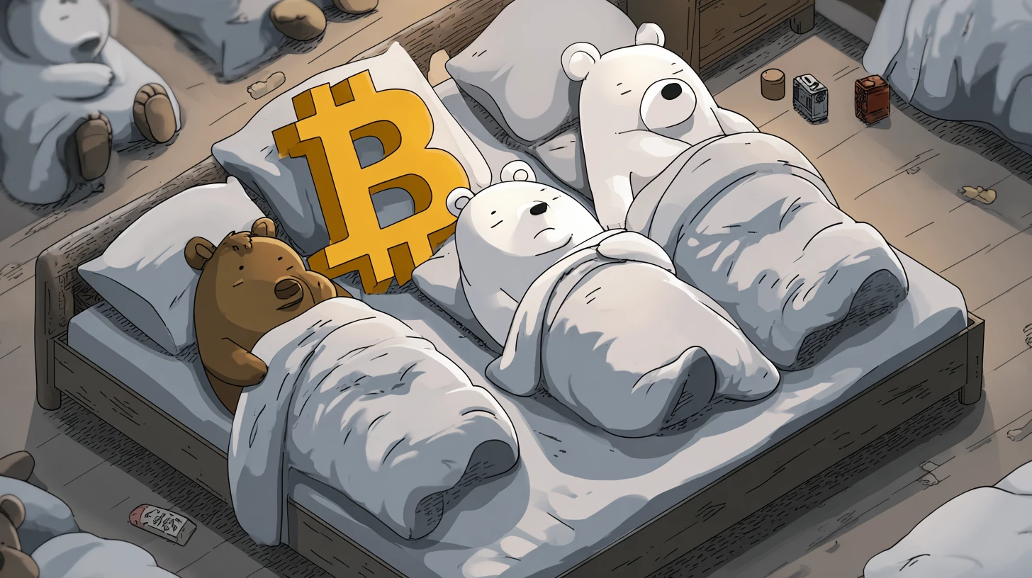 bitcoin btc nuda medvedi spanek cekani Midjourney nahledovyobrazek