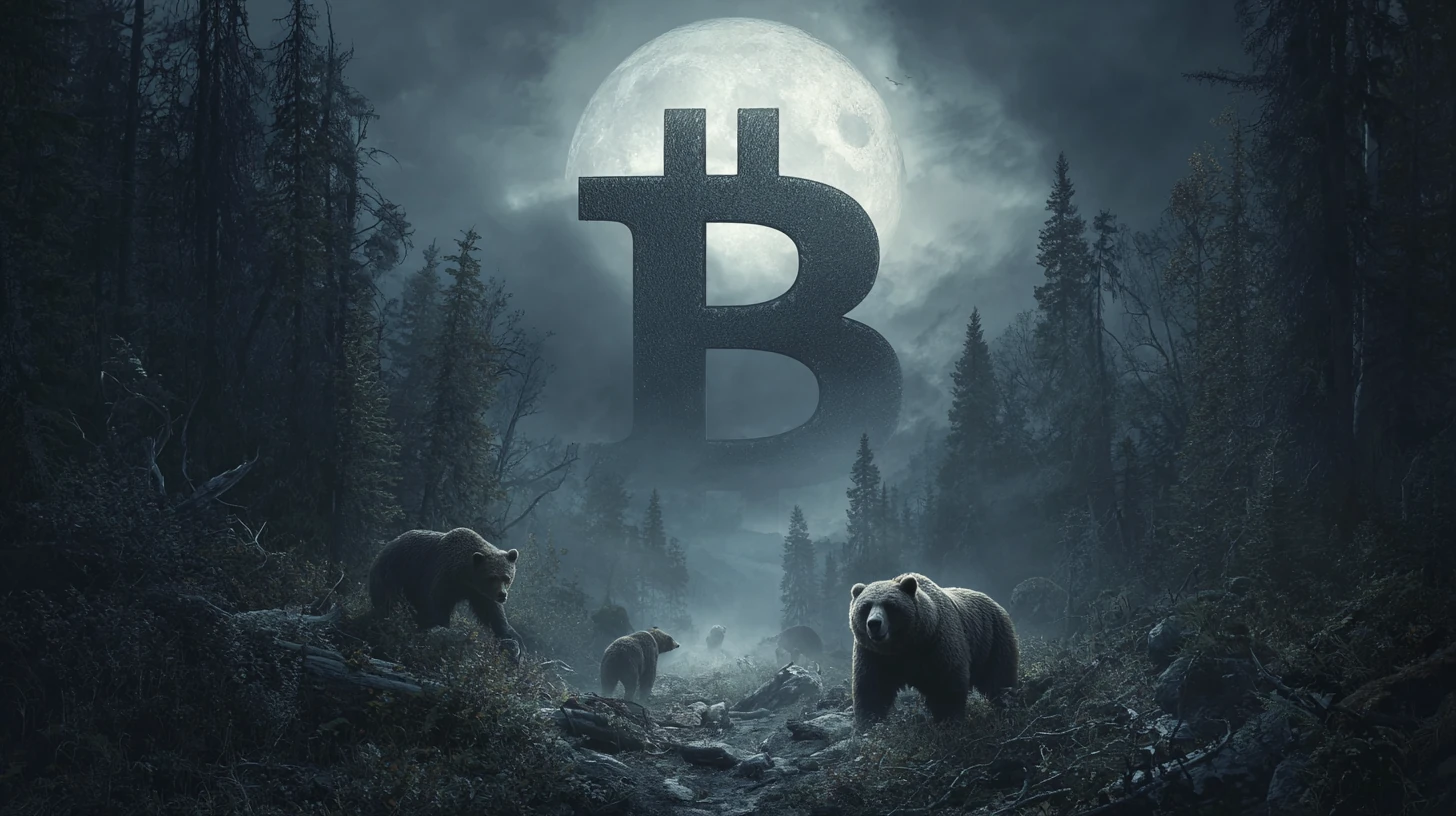 btc bitcoin logo bear market signal Midjourney nahledovy obrazek