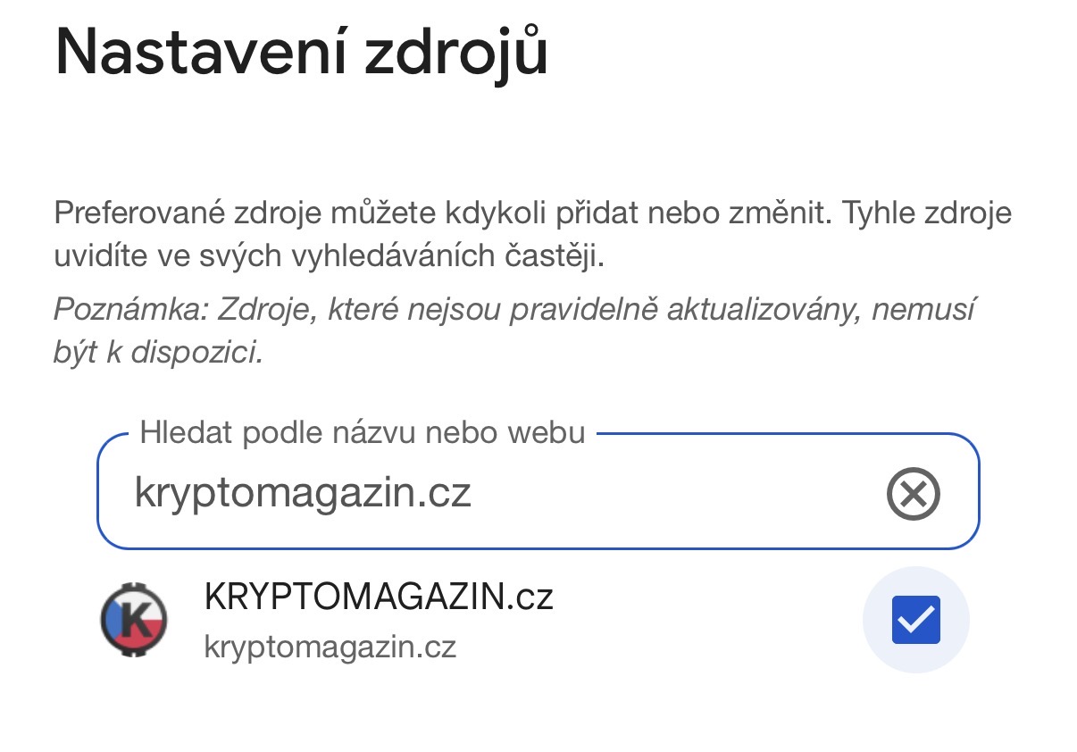 Přidejte si náš web mezi preferované zdroje na Google News