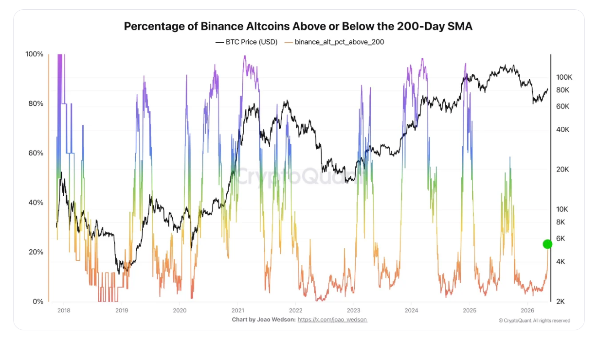 Výkon altcoinů na Binance.