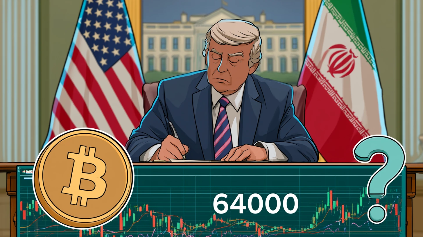 bitcoin btc Donald Trump iran usa podpis 64000 usd Midjourney nahledovy obrazek
