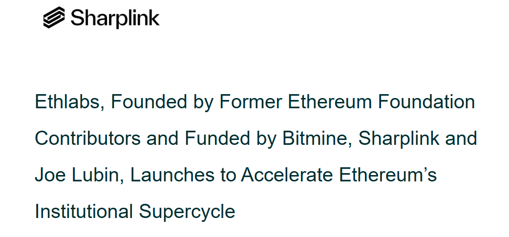 Ethlabs, založená bývalými přispěvateli do Ethereum Foundation a financovaná společnostmi BitMine, SharpLink a Joem Lubinem, zahajuje činnost s cílem urychlit institucionální supercyklus Etherea.