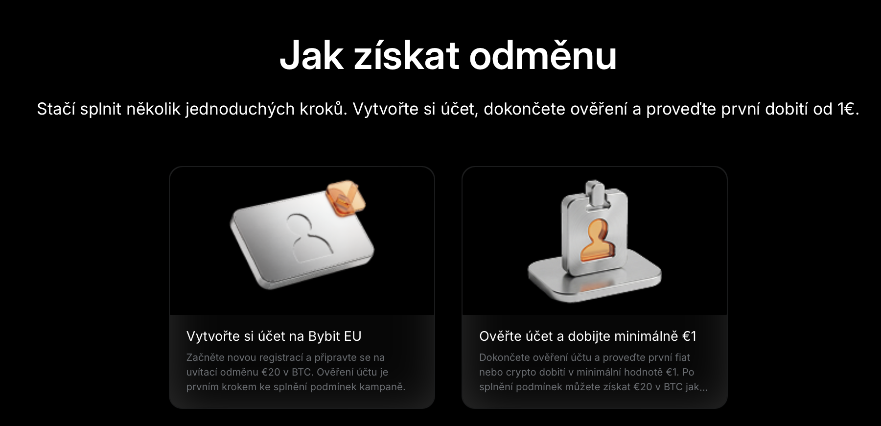 Založte si účet na Bybit EU a získejte 20 eur v bitcoinu. Zdroj: bybit.eu