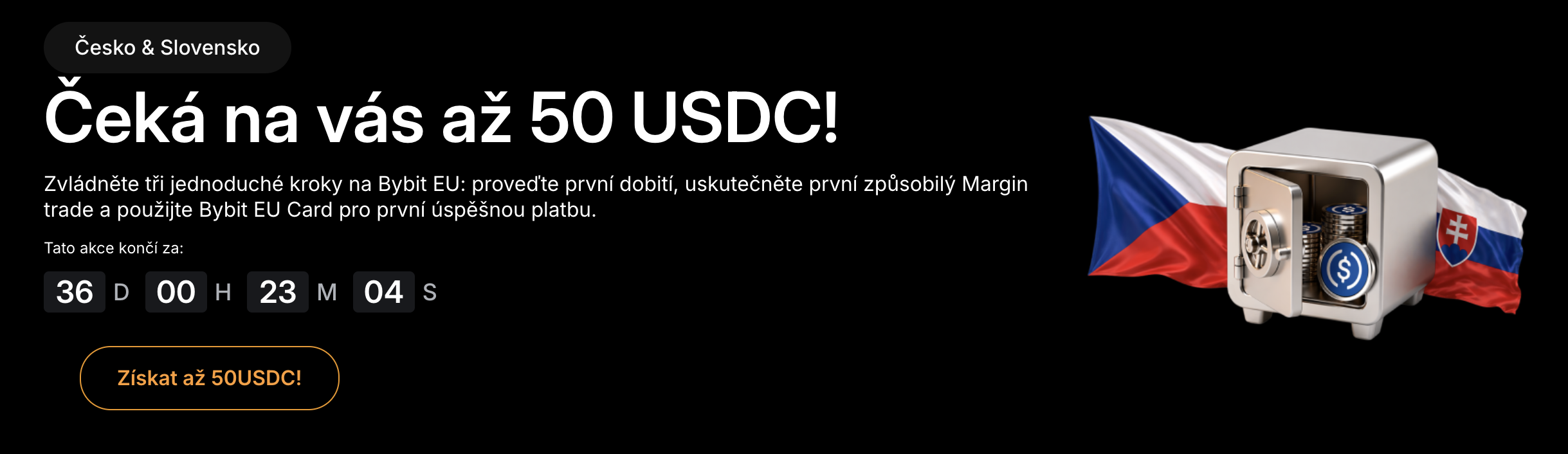 Bybit EU nabízí odměnu 50 USDC. Pozor, nabídka je časově omezená. Zdroj: bybit.eu