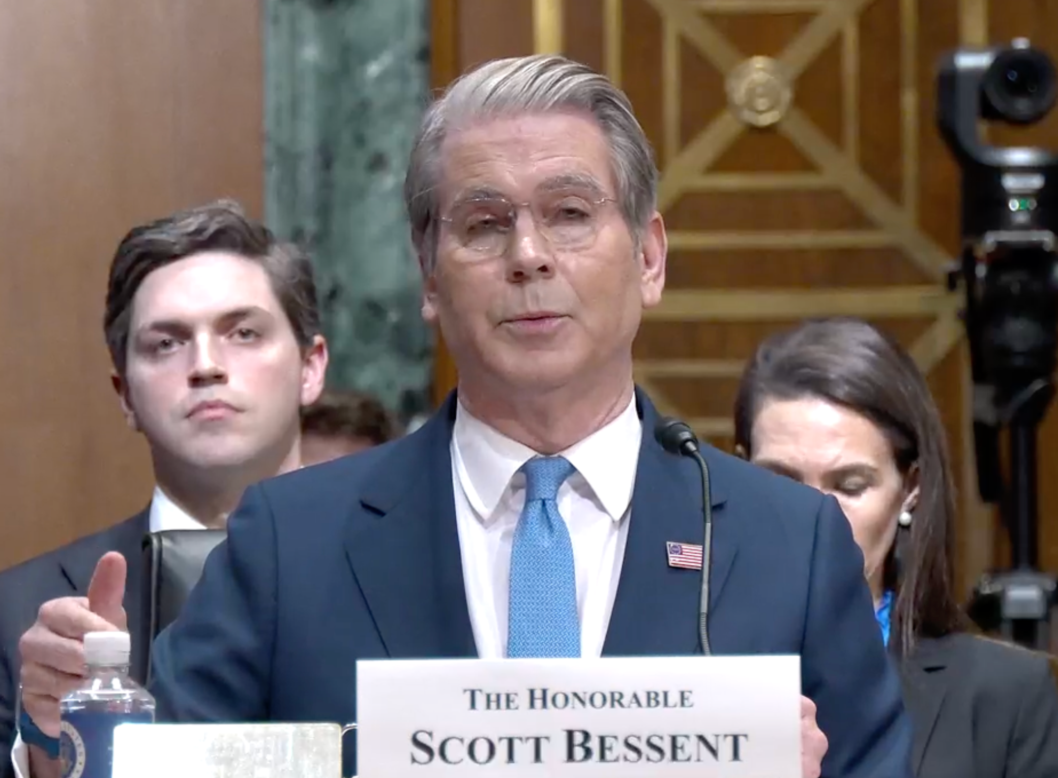 Scott Bessent na středečním slyšení. Zdroj: Finanční výbor Senátu USA