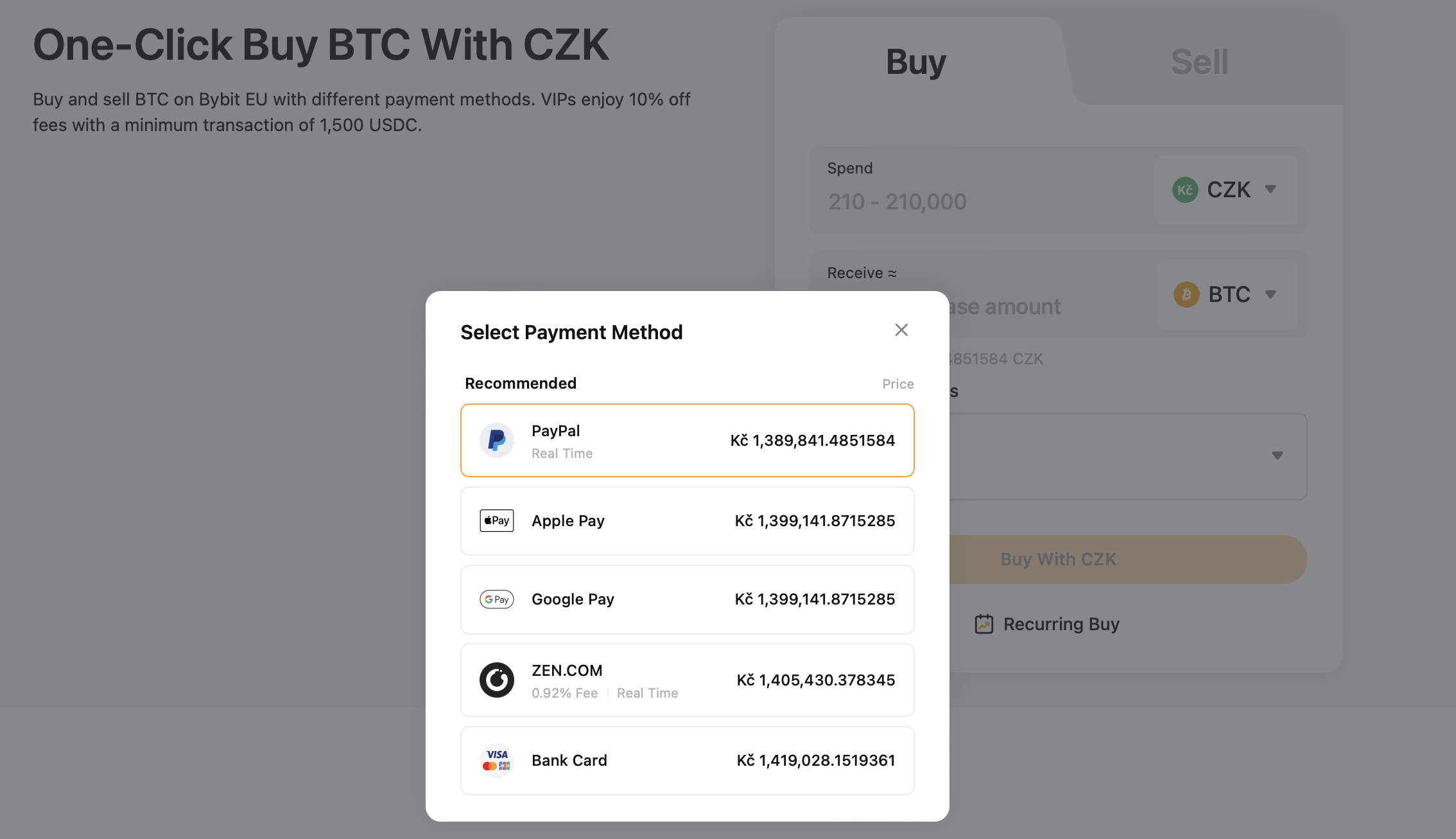 Vložit prostředky na Bybit můžete několika způsoby. Zdroj: bybit.eu