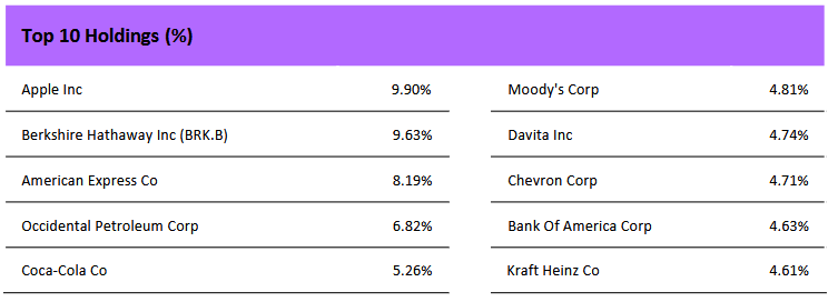 Top 10 holdingů ETF fondu OMAH – v době psaní článku 21. června. 