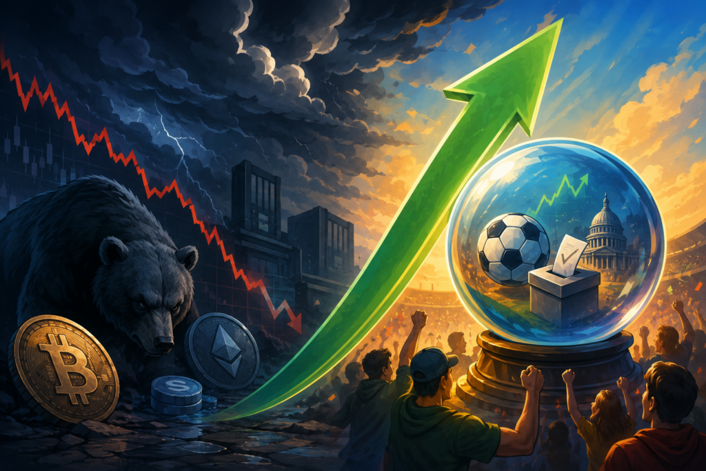 Nový fenomén kryptotrhu? Zatímco burzy slábnou, predikční trhy zažívají explozi zájmu