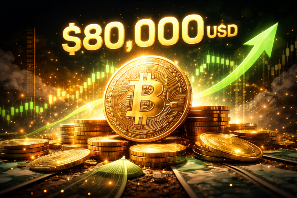 Bitcoin price chart showing breakout above $80,000