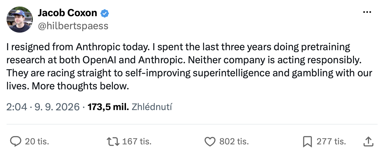 Jacob Coxon sparked a debate about artificial intelligence safety on the social media platform X. Source: x.com