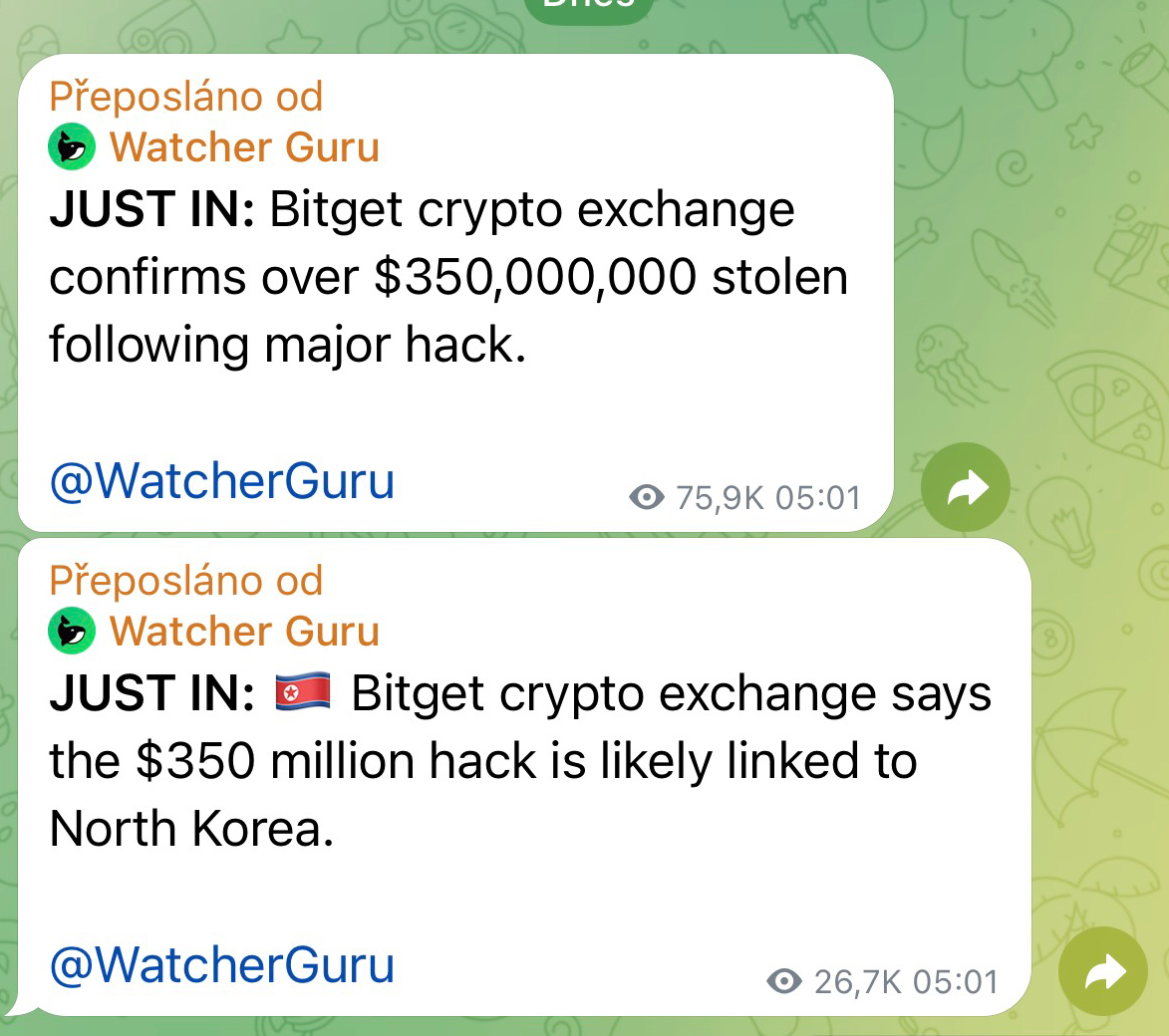 Oznámení o hacku kryptoměnové burzy Bitget 