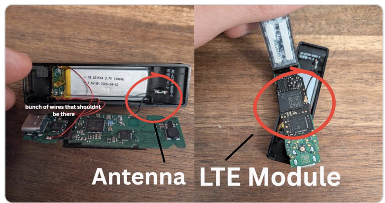 Anténa a LTE modul použité k odcizení obnovovací fráze v hardwarové peněžence Ledger